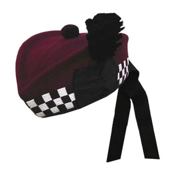 Maroon Glengarry Hat With White Maroon Dicing - biznimart